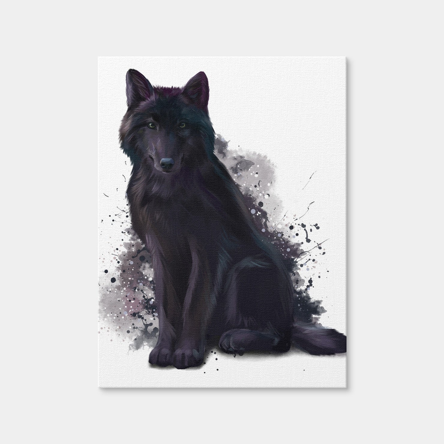 AUTO-MOCKUP WHITE | Black Wolf Watercolor | 1 Piece | Gallery Wrap Canvas | group=3x4