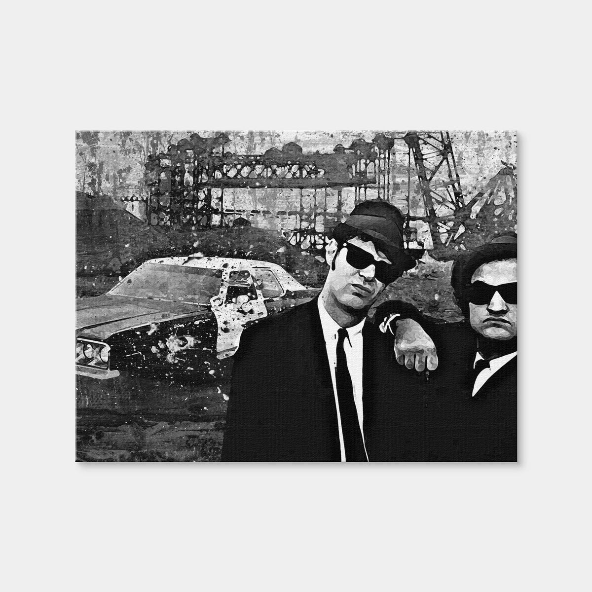 AUTO-MOCKUP WHITE | Blues Brothers Grayscale | 1 Piece | Gallery Wrap Canvas | group=4x3
