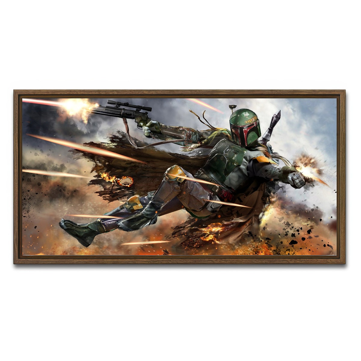 AUTO-MOCKUP WHITE | Boba Fett | 1 Piece | Walnut Framed Canvas | group=2x1