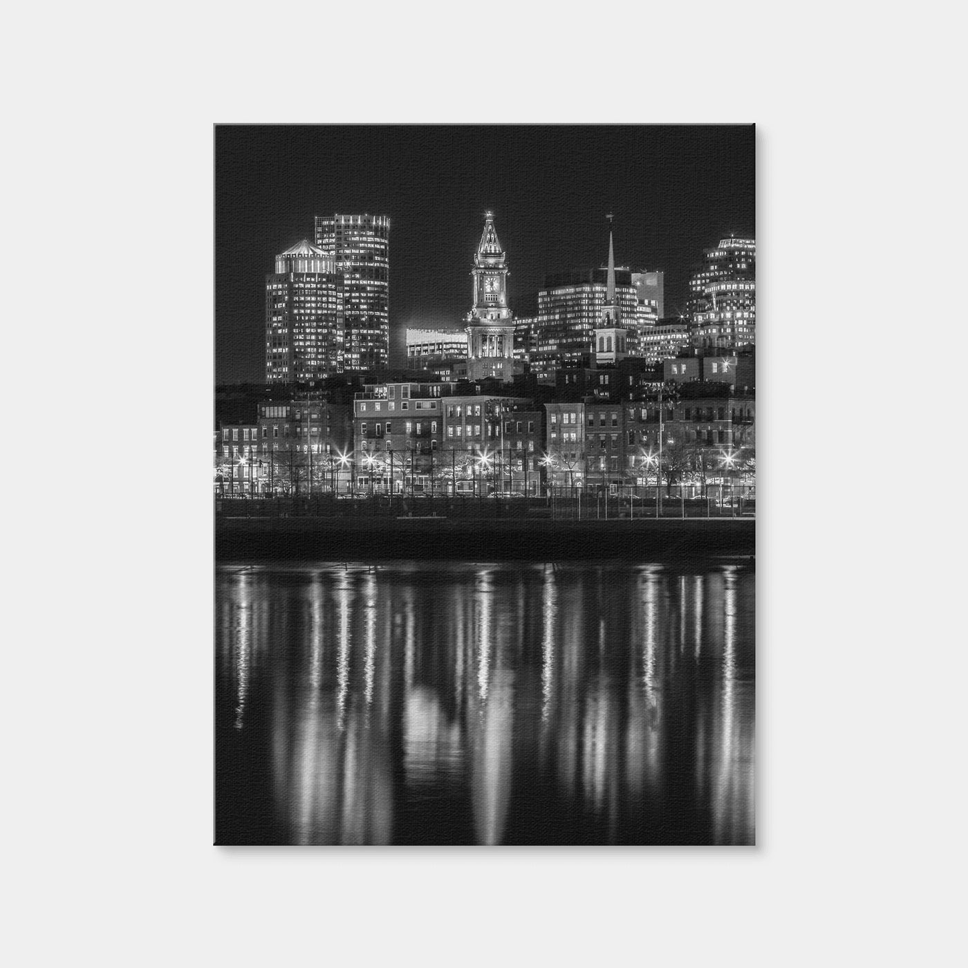 AUTO-MOCKUP WHITE | Boston Evening Skyline of North End | 1 Piece | Gallery Wrap Canvas | group=3x4