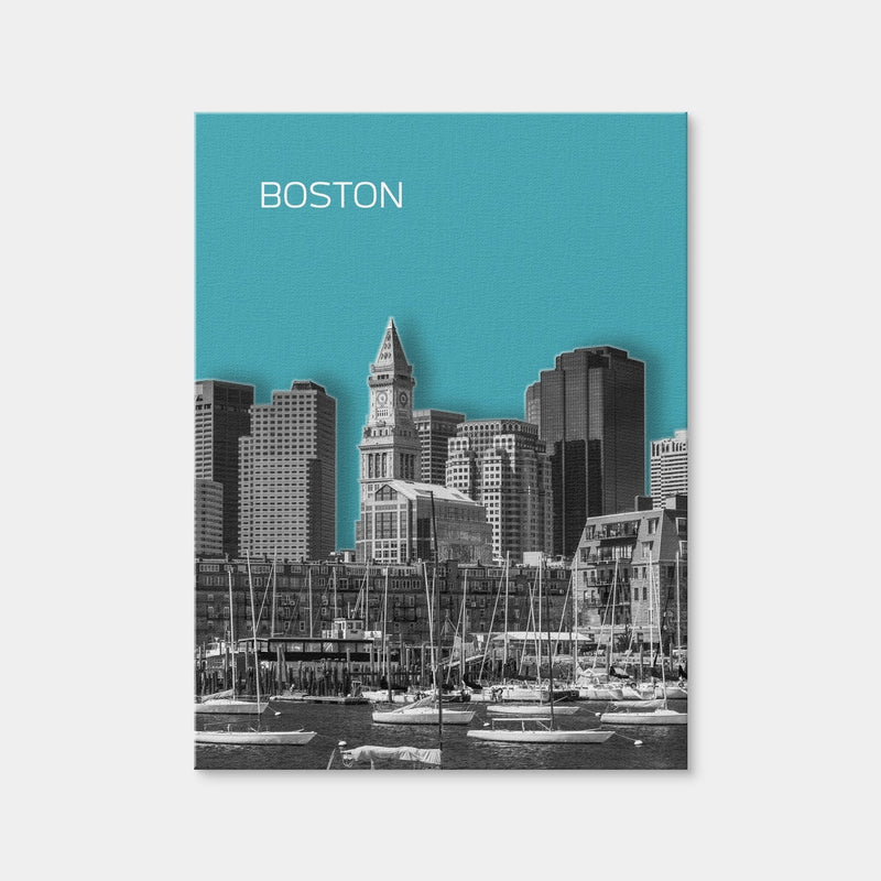 AUTO-MOCKUP WHITE | Boston Skyline Turquoise | 1 Piece | Gallery Wrap Canvas | group=3x4