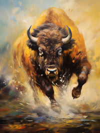Buffalo Charging Wall Art