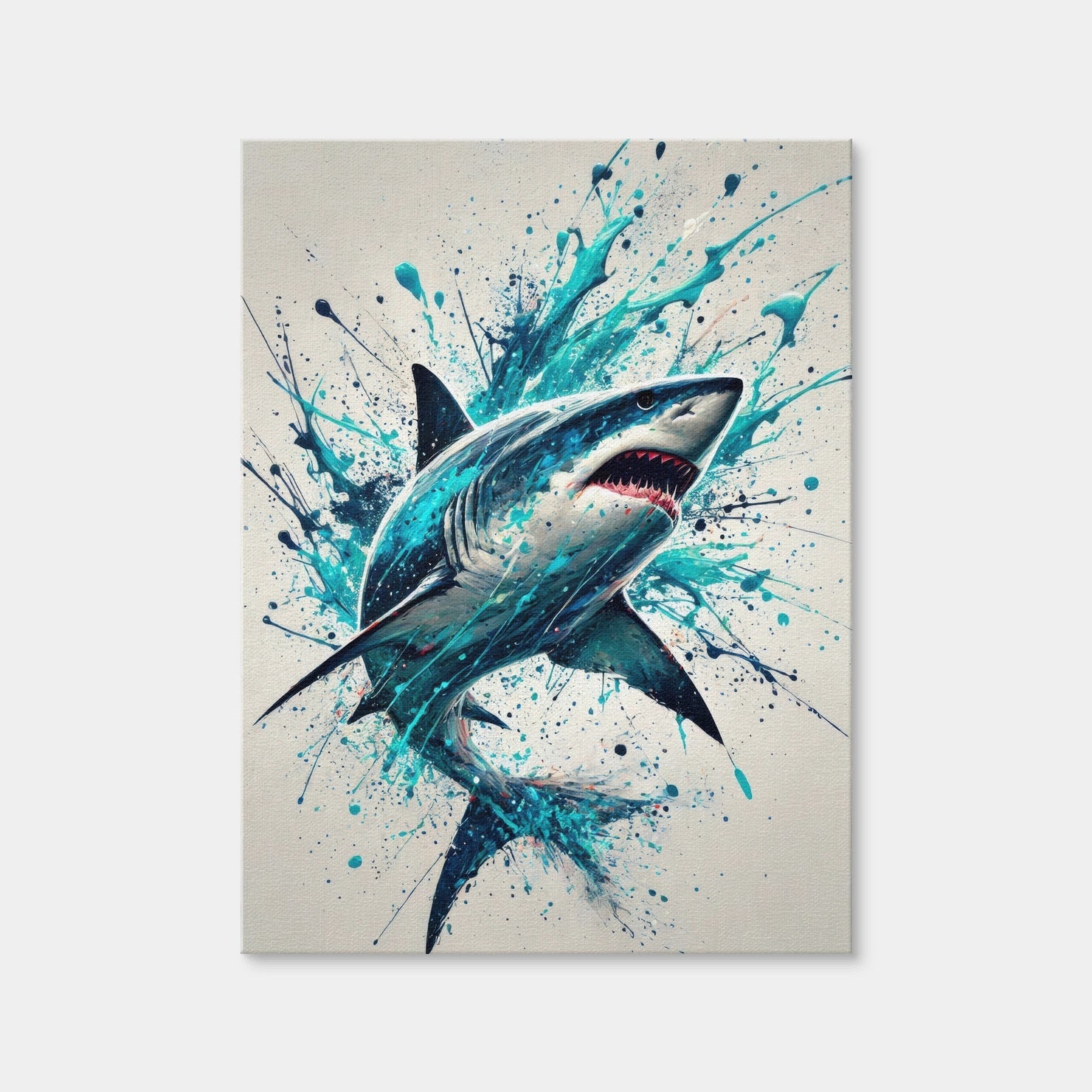AUTO-MOCKUP WHITE | Bull Shark Blue Splash | 1 Piece | Gallery Wrap Canvas | group=3x4