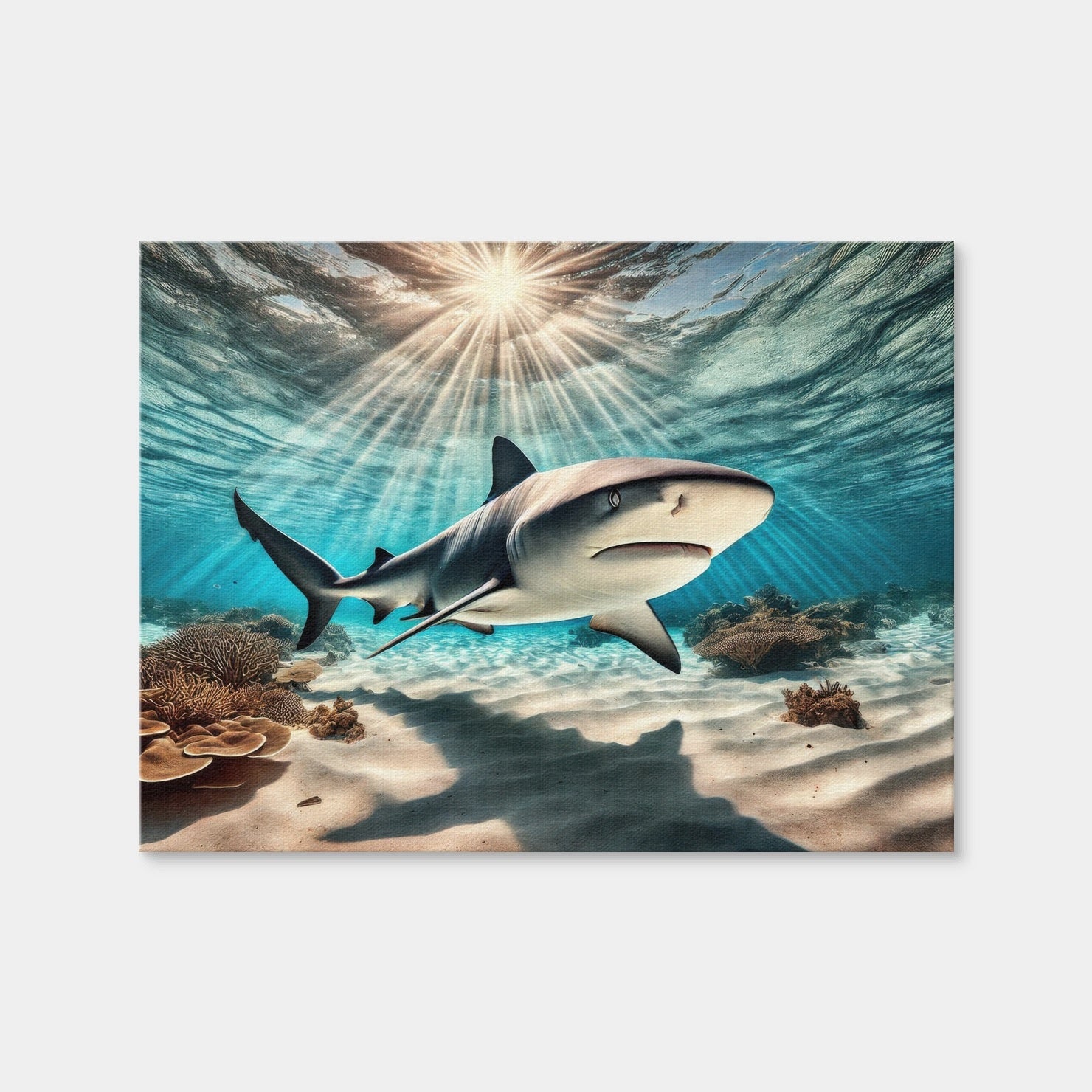 AUTO-MOCKUP WHITE | Bull Shark in Tropical Waters | 1 Piece | Gallery Wrap Canvas | group=4x3