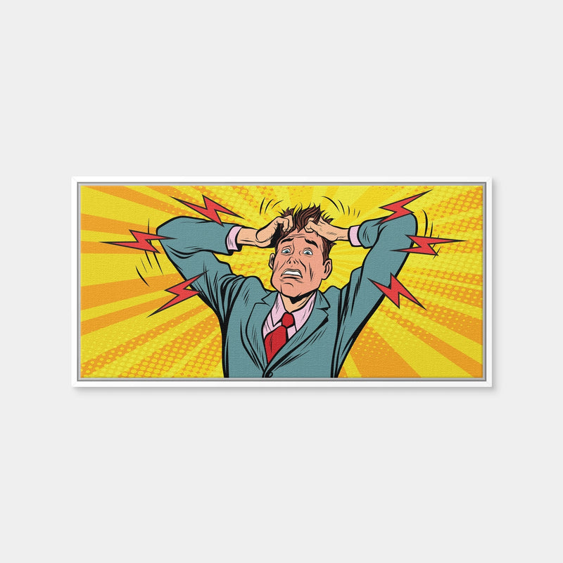 AUTO-MOCKUP WHITE | Businessman Panic | 1 Piece | White Framed Canvas | group=2x1