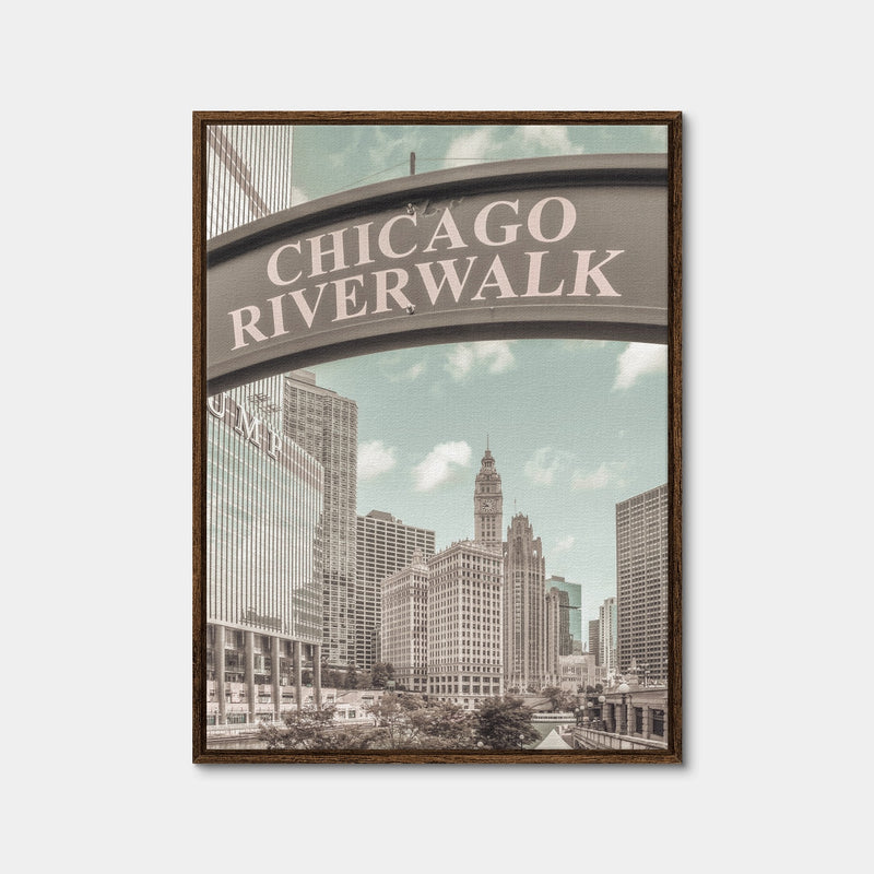 AUTO-MOCKUP WHITE | Chicago Riverwalk | 1 Piece | Walnut Framed Canvas | group=3x4