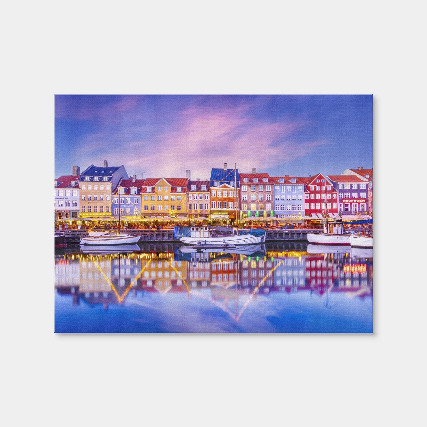 AUTO-MOCKUP WHITE | COPENHAGEN Nyhavn Idyllic Evening Impression | 1 Piece | Gallery Wrap Canvas | group=4x3