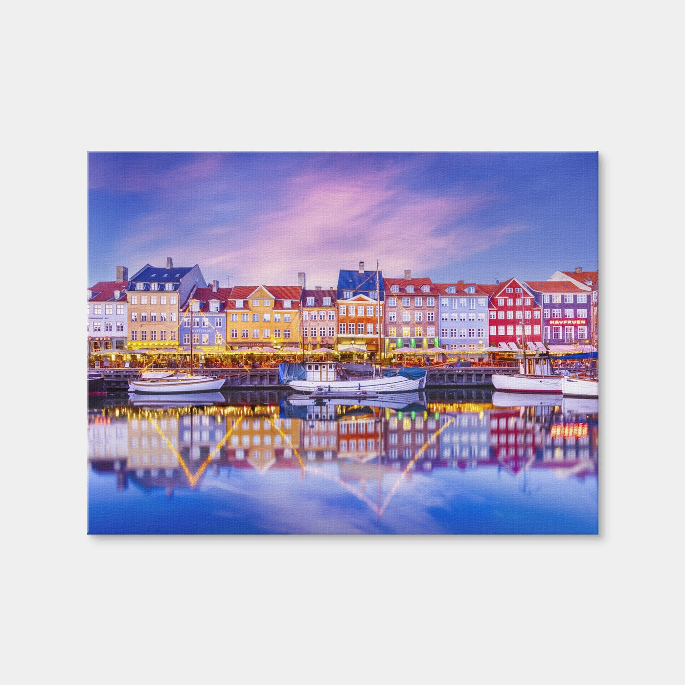 AUTO-MOCKUP WHITE | COPENHAGEN Nyhavn Idyllic Evening Impression | 1 Piece | Gallery Wrap Canvas | group=4x3
