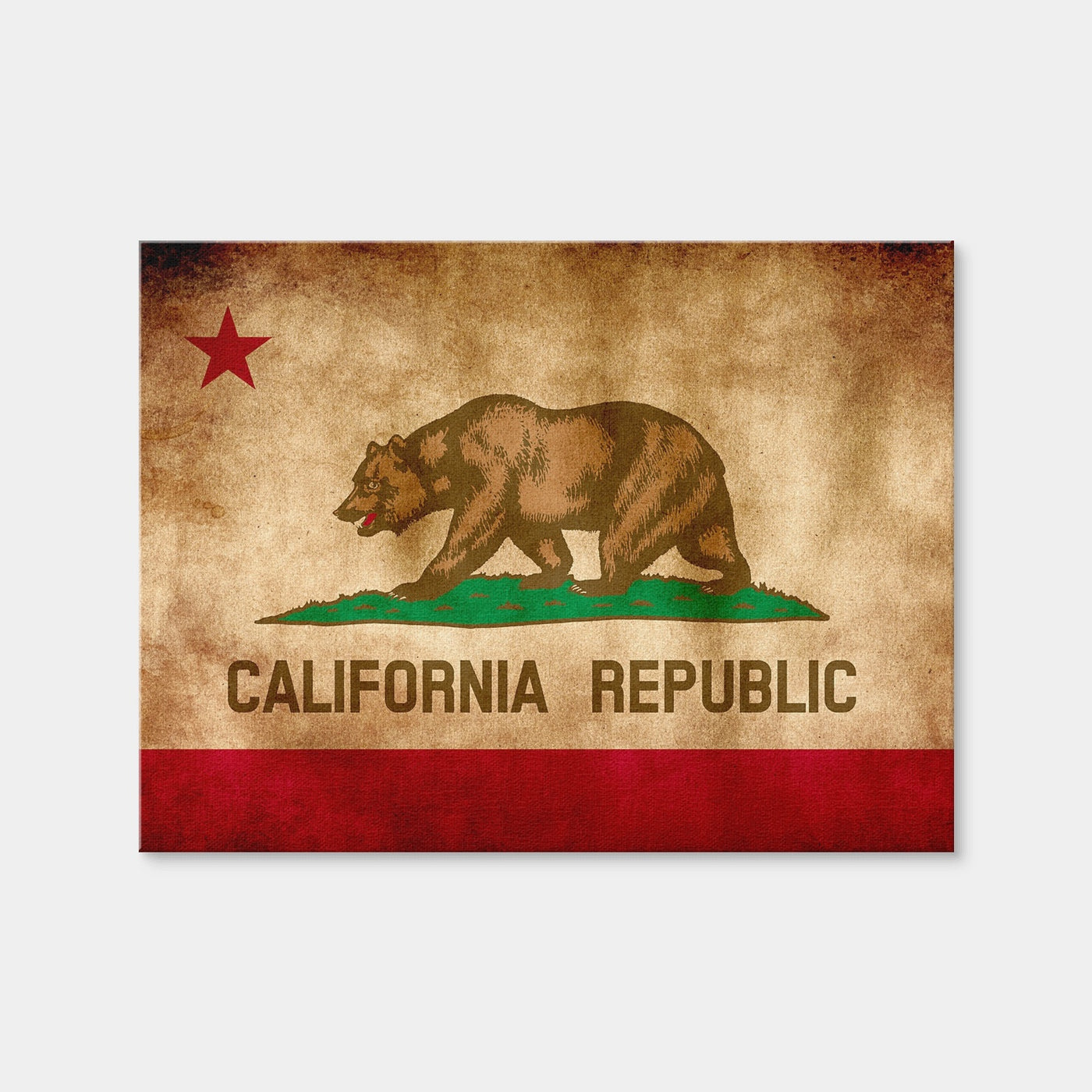AUTO-MOCKUP WHITE | California State Flag Grunge | 1 Piece | Gallery Wrap Canvas | group=4x3