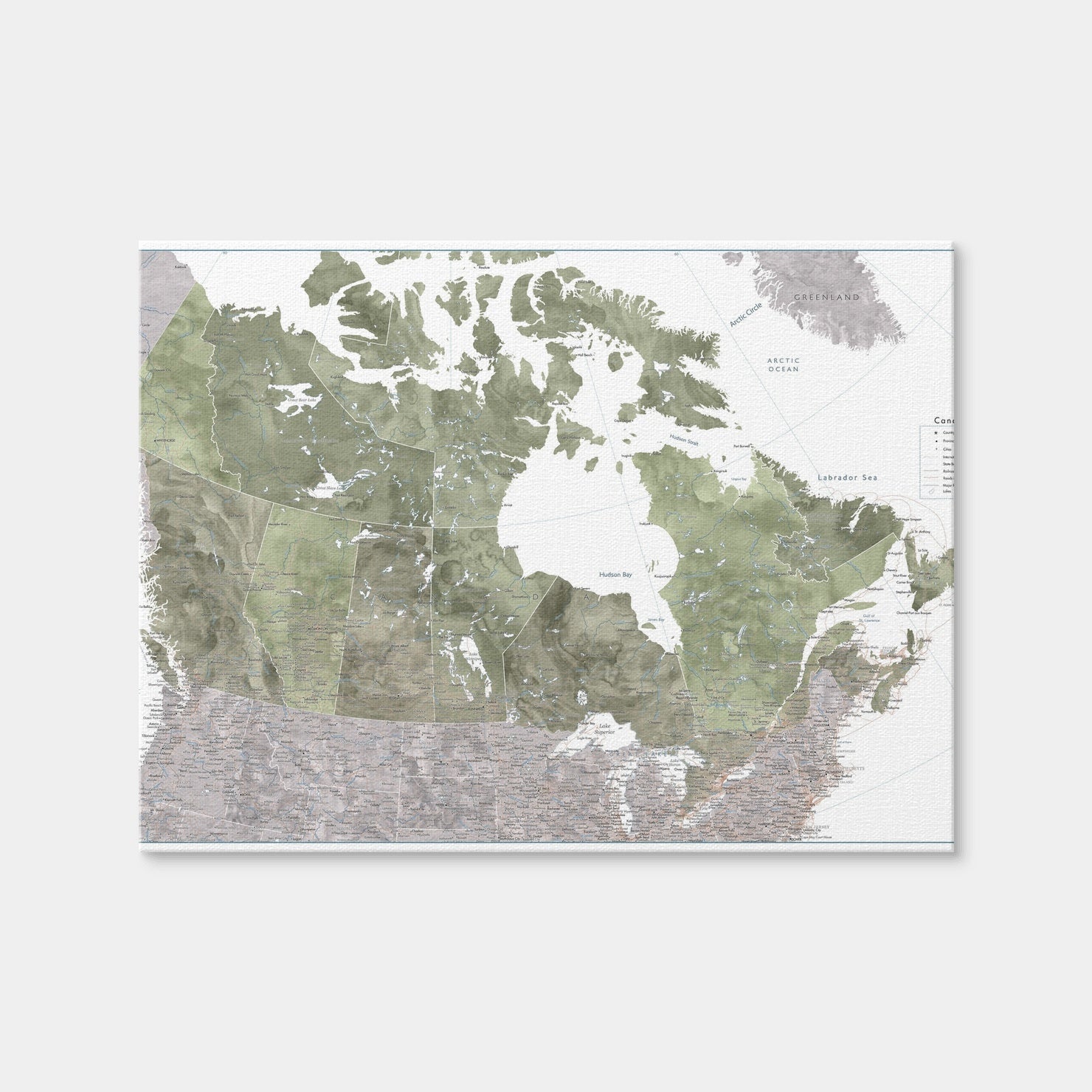 AUTO-MOCKUP WHITE | Canada Map 2 | 1 Piece | Gallery Wrap Canvas | group=4x3