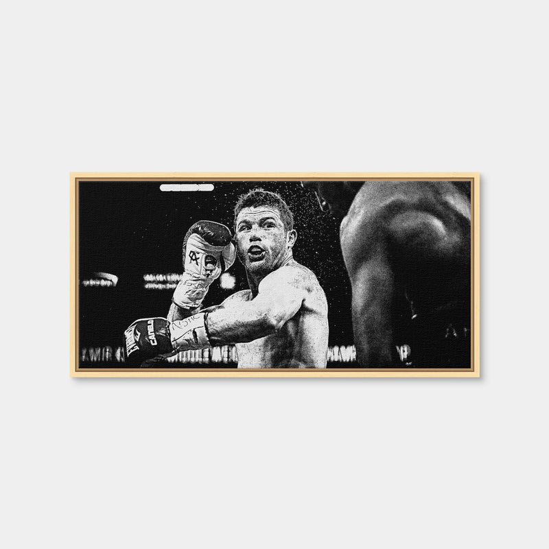 AUTO-MOCKUP WHITE | Canelo Alvarez Grayscale | 1 Piece | Natural Framed Canvas | group=2x1