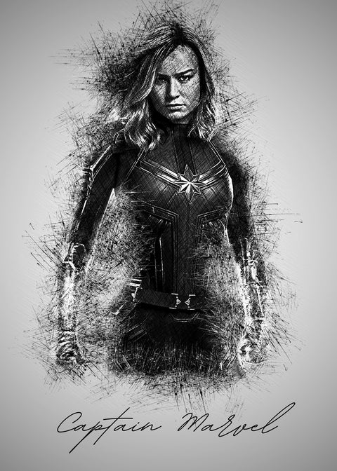 Captain Marvel Sketch Wall Art