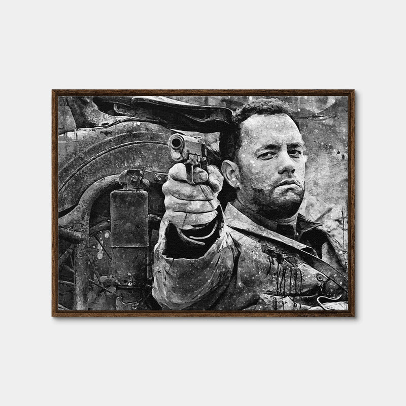 AUTO-MOCKUP WHITE | Captain Miller Grayscale | 1 Piece | Walnut Framed Canvas | group=4x3
