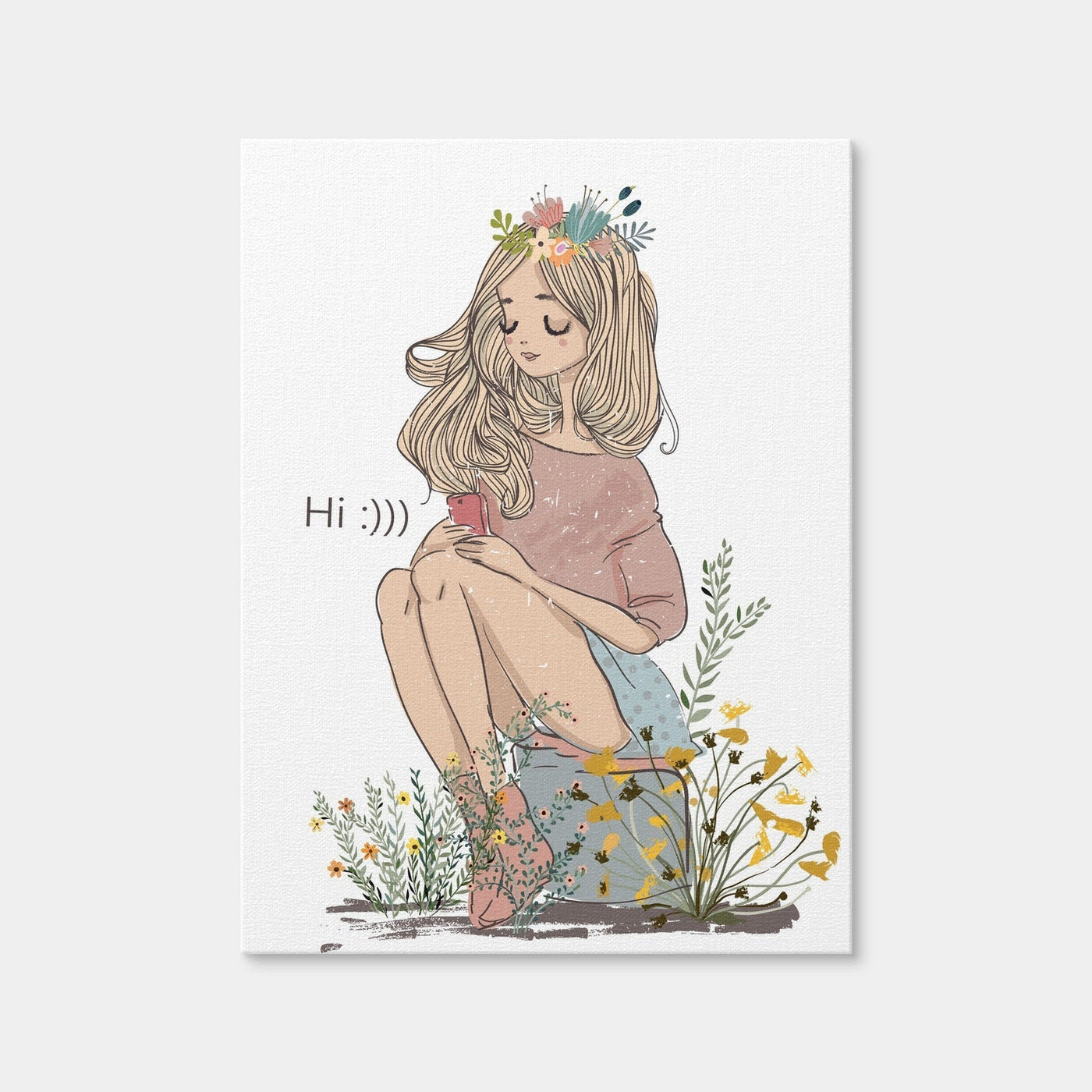 AUTO-MOCKUP WHITE | Cartoon Flower Girl | 1 Piece | Gallery Wrap Canvas | group=3x4