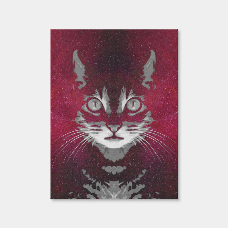 AUTO-MOCKUP WHITE | Cat Face with Cosmic Background | 1 Piece | Gallery Wrap Canvas | group=3x4