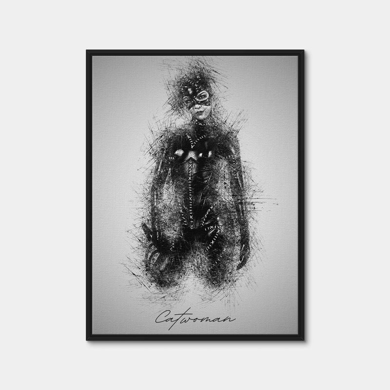 AUTO-MOCKUP WHITE | Catwoman Sketch | 1 Piece | Black Framed Canvas | group=3x4