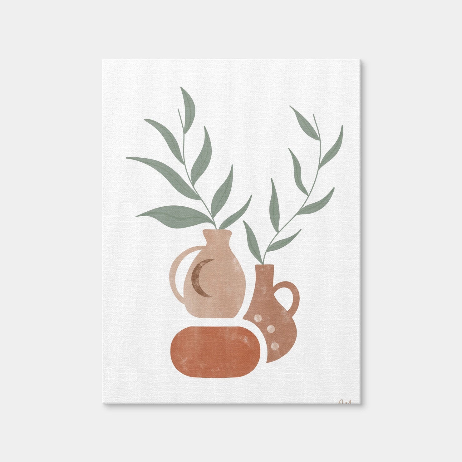 AUTO-MOCKUP WHITE | Ceramics Green Leaves | 1 Piece | Gallery Wrap Canvas | group=3x4