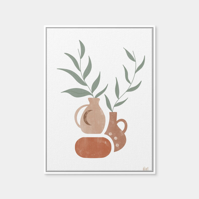 AUTO-MOCKUP WHITE | Ceramics Green Leaves | 1 Piece | White Framed Canvas | group=3x4