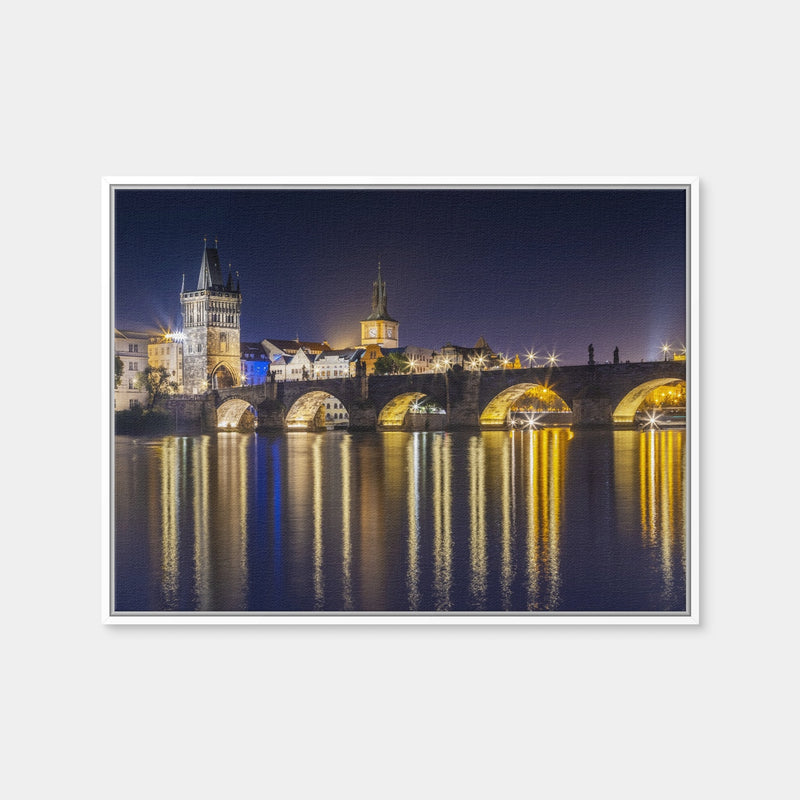 AUTO-MOCKUP WHITE | Charles Bridge with Old Town Bridge Tower | 1 Piece | White Framed Canvas | group=4x3