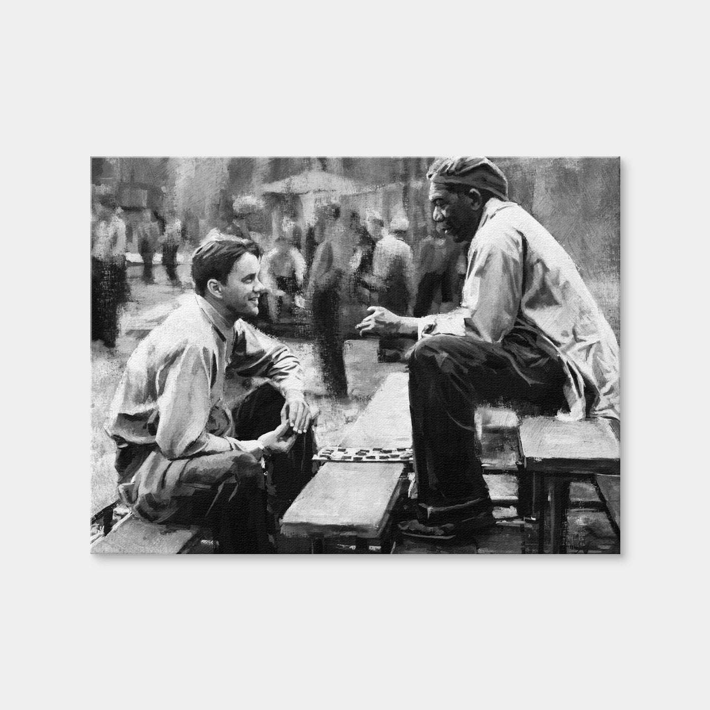 AUTO-MOCKUP WHITE | Checkers at Shawshank Grayscale | 1 Piece | Gallery Wrap Canvas | group=4x3