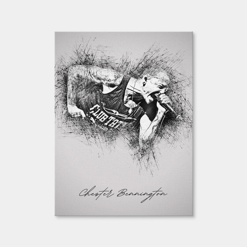 AUTO-MOCKUP WHITE | Chester Bennington Linkin Park | 1 Piece | Gallery Wrap Canvas | group=3x4