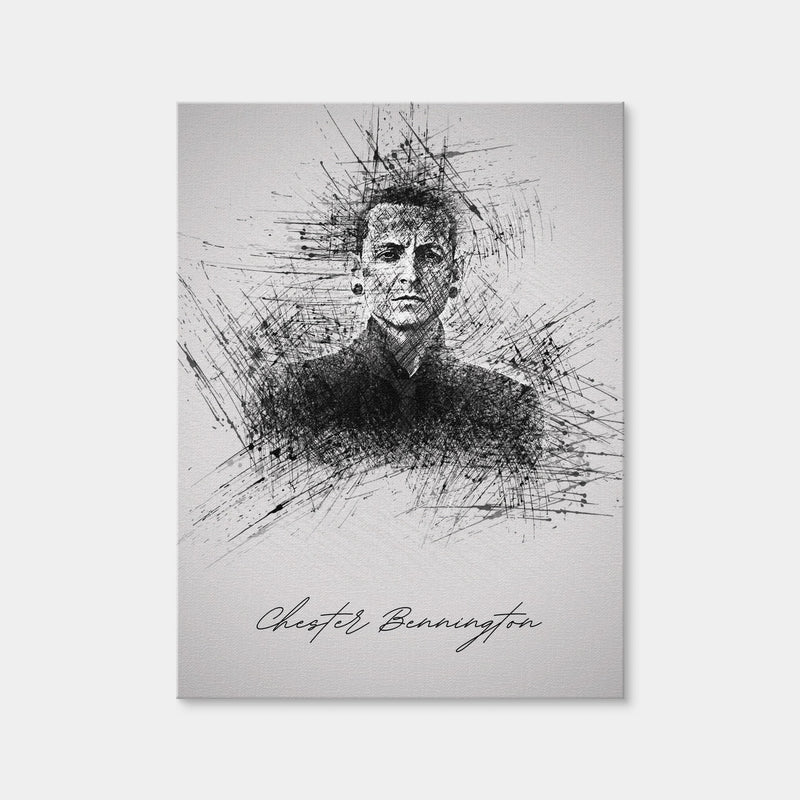 AUTO-MOCKUP WHITE | Chester Bennington Sketch | 1 Piece | Gallery Wrap Canvas | group=3x4