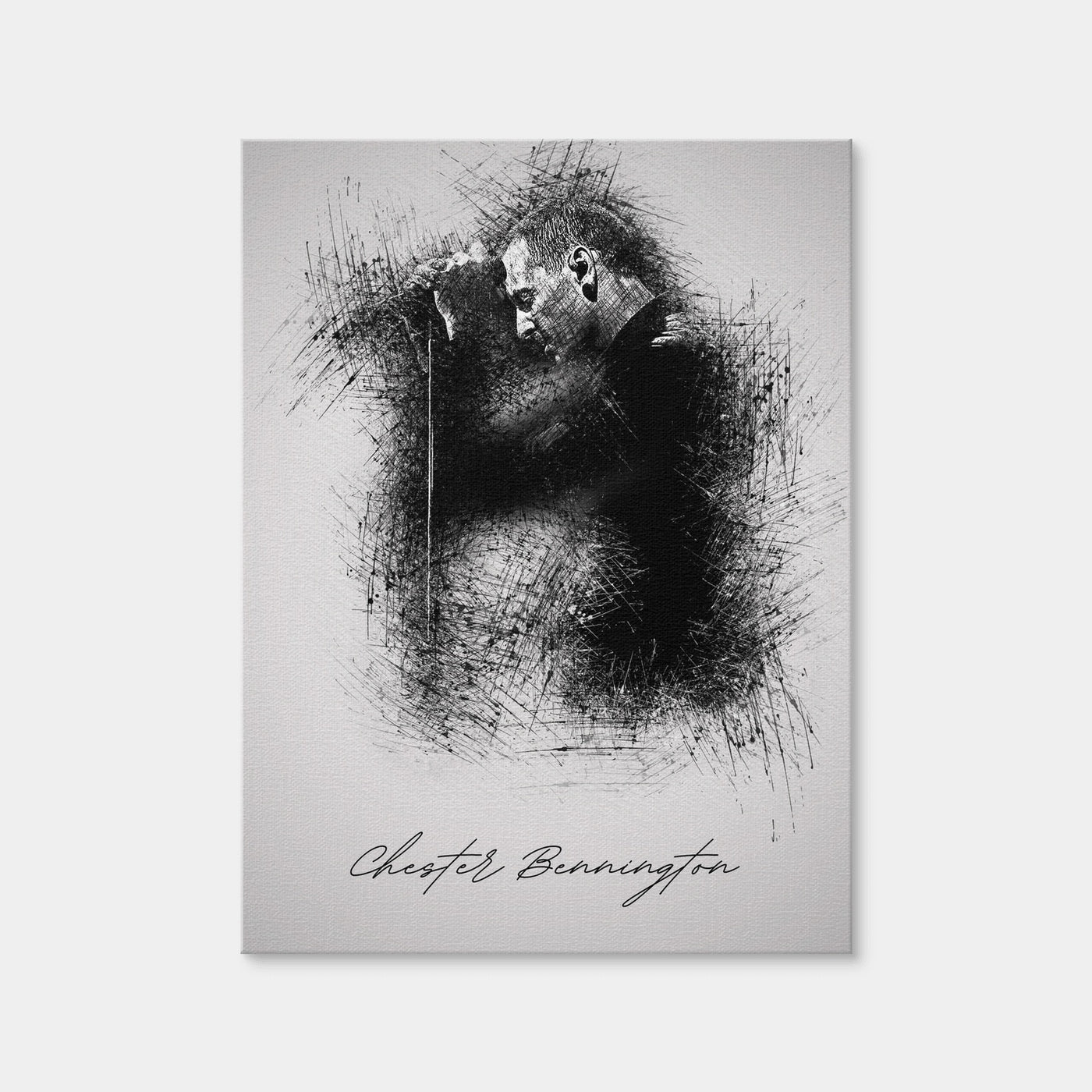 AUTO-MOCKUP WHITE | Chester Bennington with mic | 1 Piece | Gallery Wrap Canvas | group=3x4