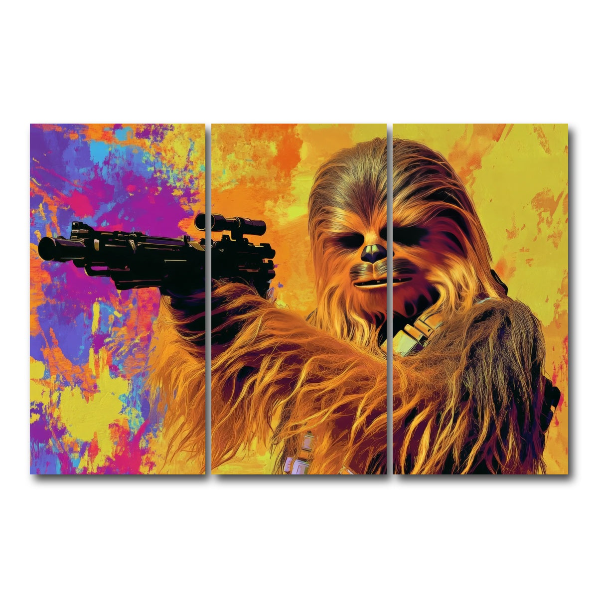 AUTO-MOCKUP WHITE | Chewbacca Star Wars | 3 Piece | Gallery Wrap Canvas | group=12x24