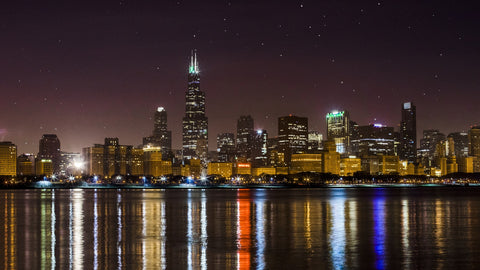 Chicago Skyline at Night Wall Art