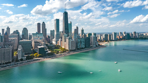 Chicago skyline aerial Wall Art
