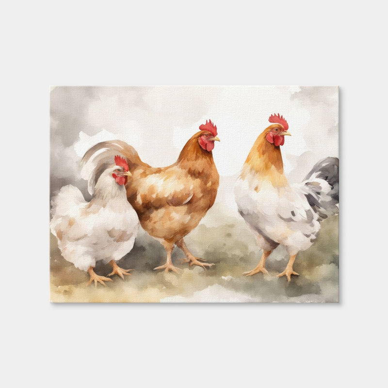 AUTO-MOCKUP WHITE | Chicken Watercolor | 1 Piece | Gallery Wrap Canvas | group=4x3