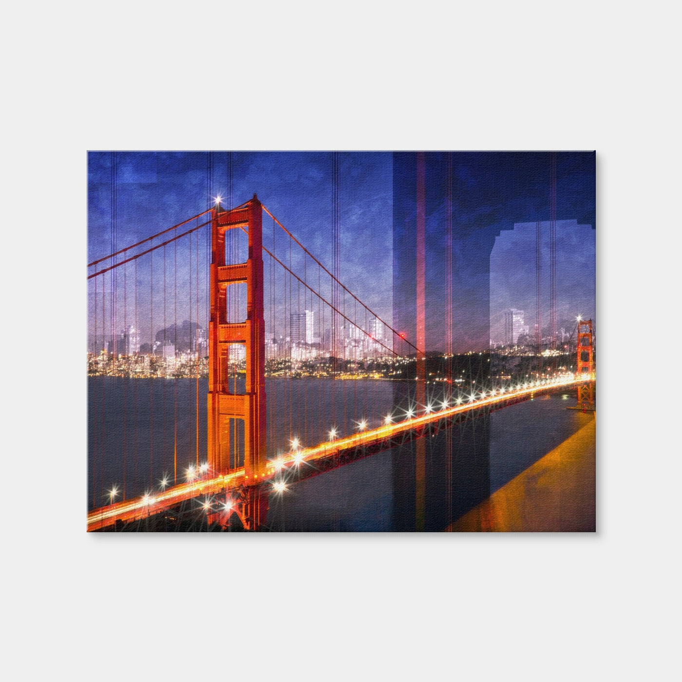 AUTO-MOCKUP WHITE | City Art Golden Gate Bridge Composing | 1 Piece | Gallery Wrap Canvas | group=4x3