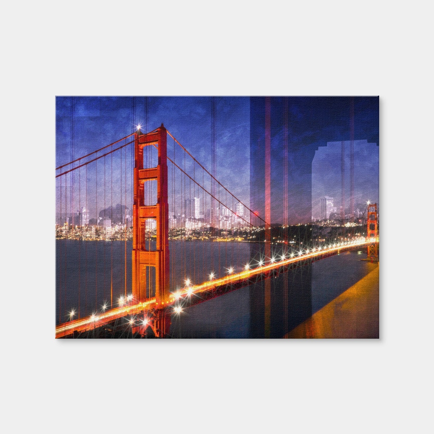 AUTO-MOCKUP WHITE | City Art Golden Gate Bridge Composing | 1 Piece | Gallery Wrap Canvas | group=4x3