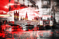 City Art LONDON Red Bus Composing Wall Art