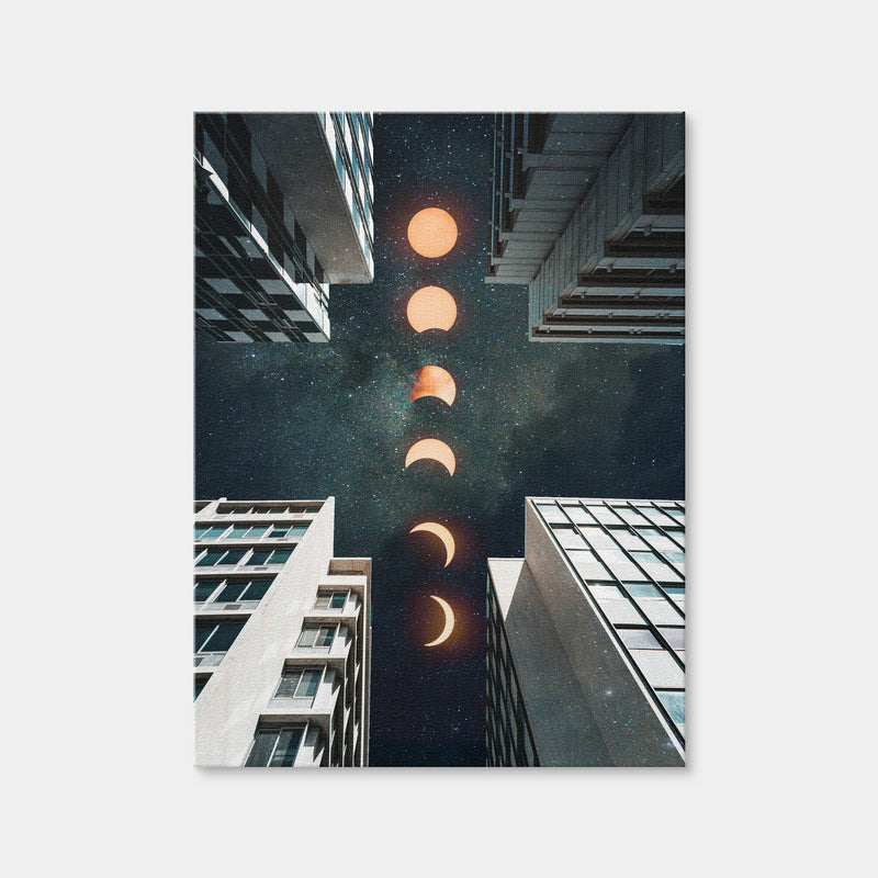 AUTO-MOCKUP WHITE | City Moonscape Buildings | 1 Piece | Gallery Wrap Canvas | group=3x4