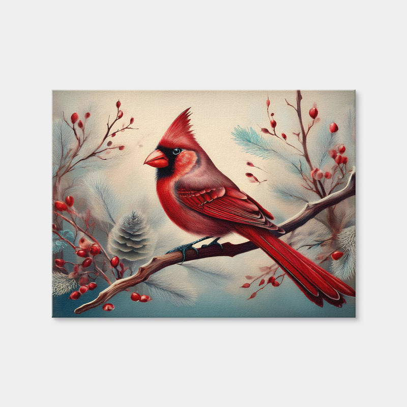AUTO-MOCKUP WHITE | Classic Northern Cardinal on Branch | 1 Piece | Gallery Wrap Canvas | group=4x3