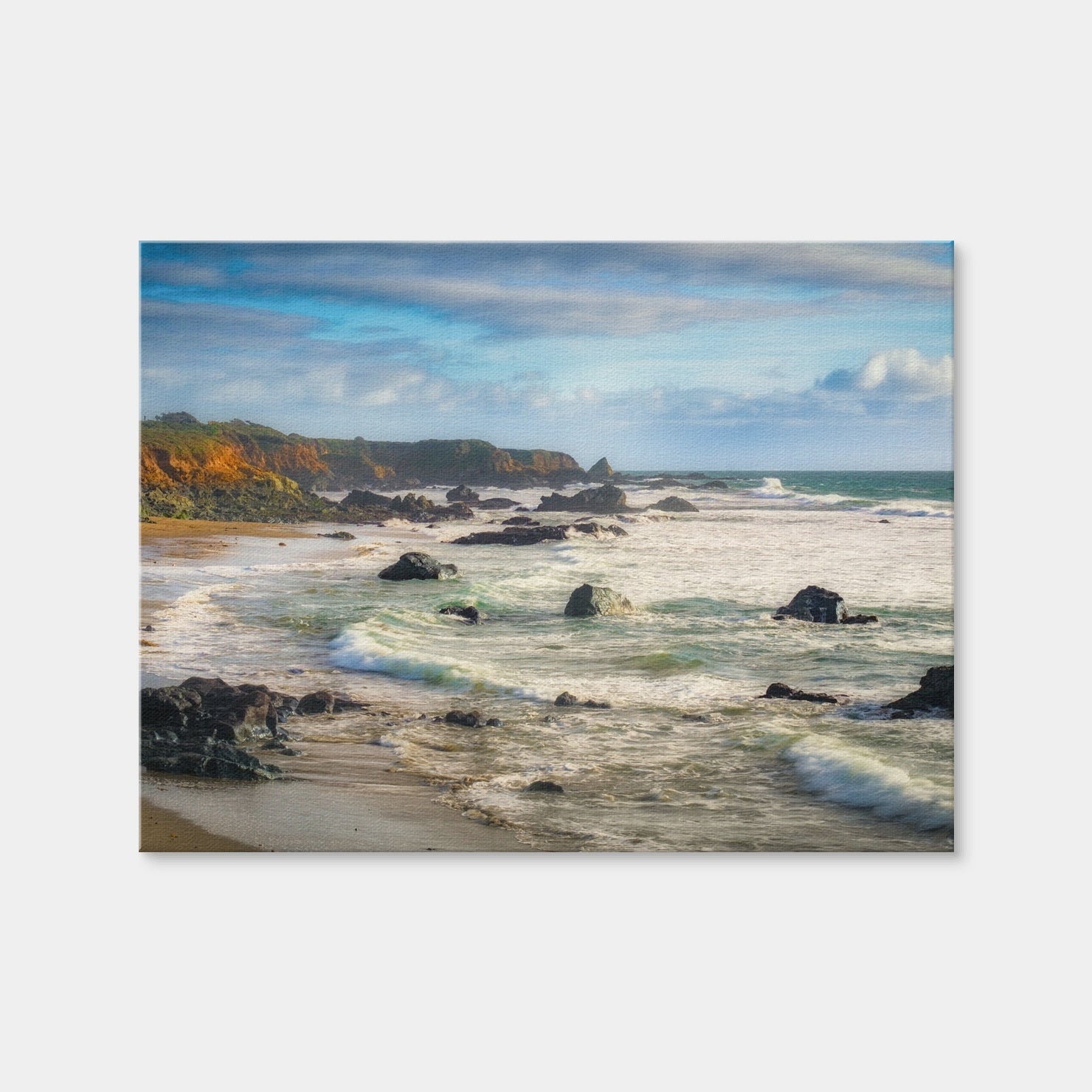 AUTO-MOCKUP WHITE | Cliffs and Rocks on the California Coast | 1 Piece | Gallery Wrap Canvas | group=4x3