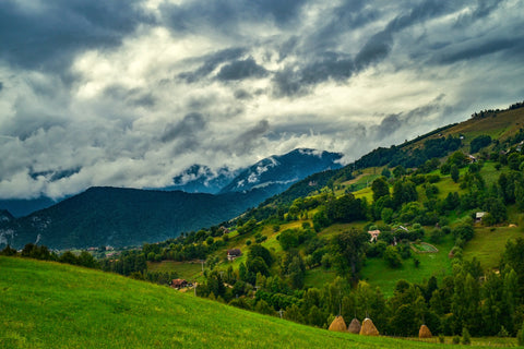 Cloudy Hillside in Magura Romania Wall Art
