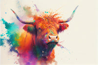 Colorful Highland Cow Wall Art