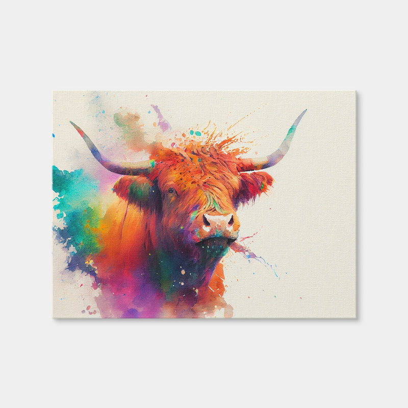 AUTO-MOCKUP WHITE | Colorful Highland Cow | 1 Piece | Gallery Wrap Canvas | group=4x3