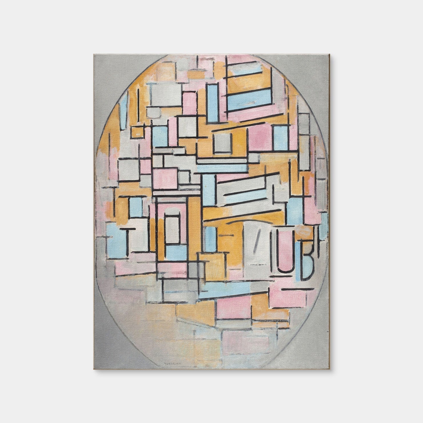 AUTO-MOCKUP WHITE | Compositie in ovaal met kleurvlakken | 1 Piece | Gallery Wrap Canvas | group=3x4