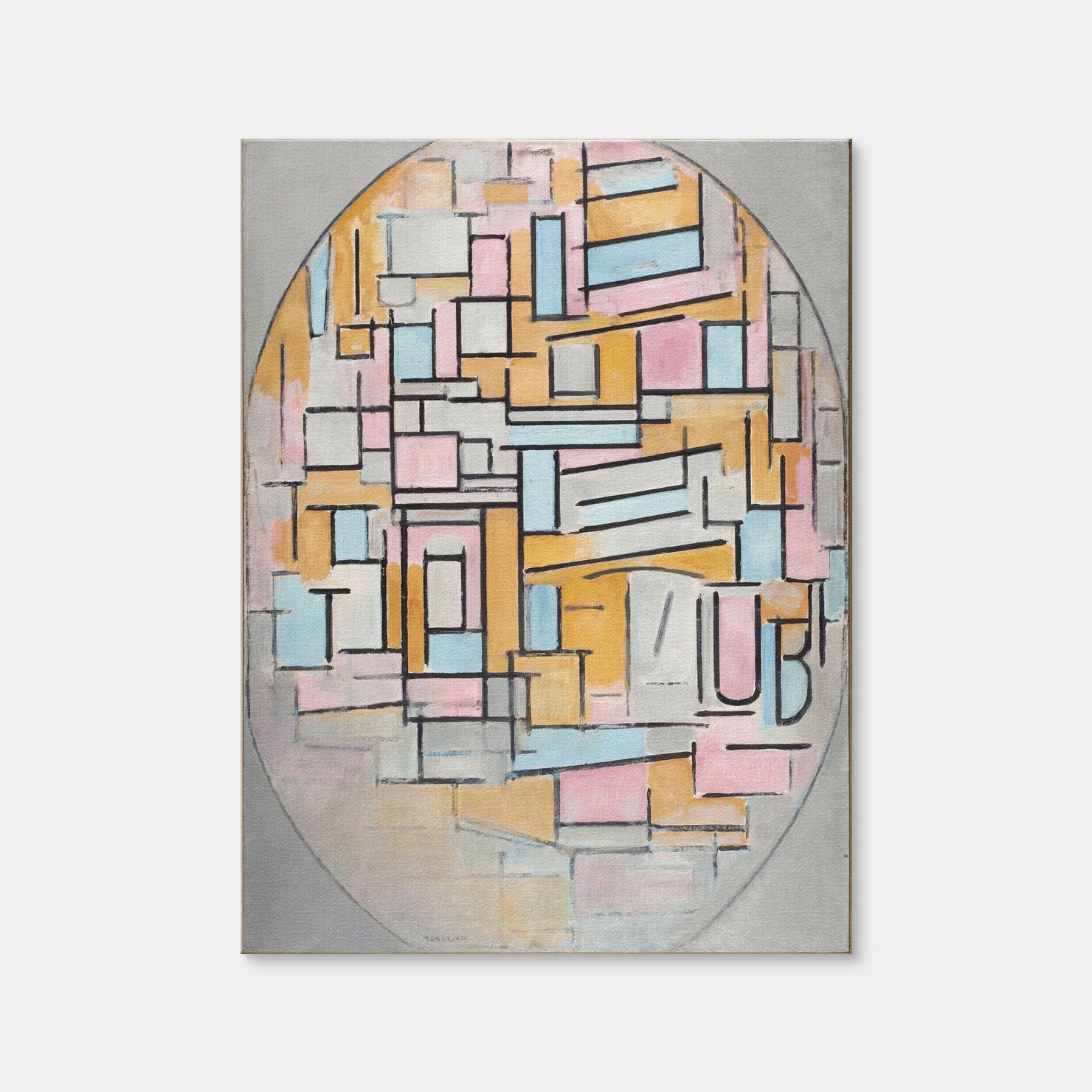 AUTO-MOCKUP WHITE | Compositie in ovaal met kleurvlakken | 1 Piece | Gallery Wrap Canvas | group=3x4