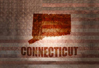 Connecticut map on American Flag Wall Art