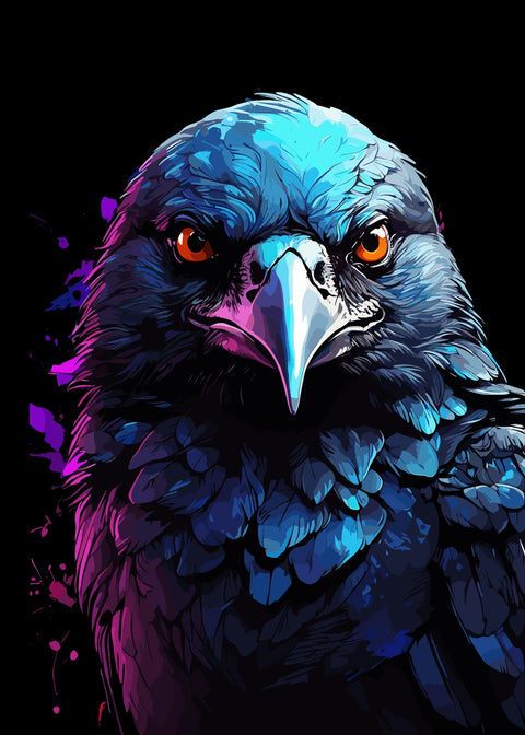 Crow Animal Colorful Wall Art