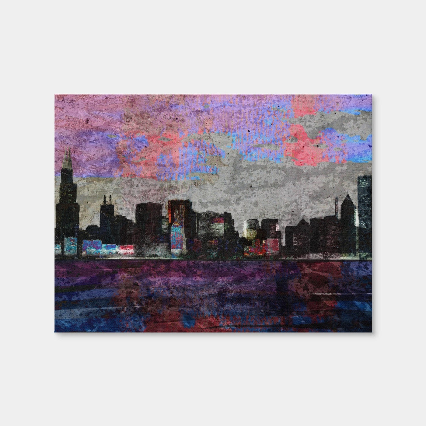 AUTO-MOCKUP WHITE | Dark Chicago Skyline | 1 Piece | Gallery Wrap Canvas | group=4x3