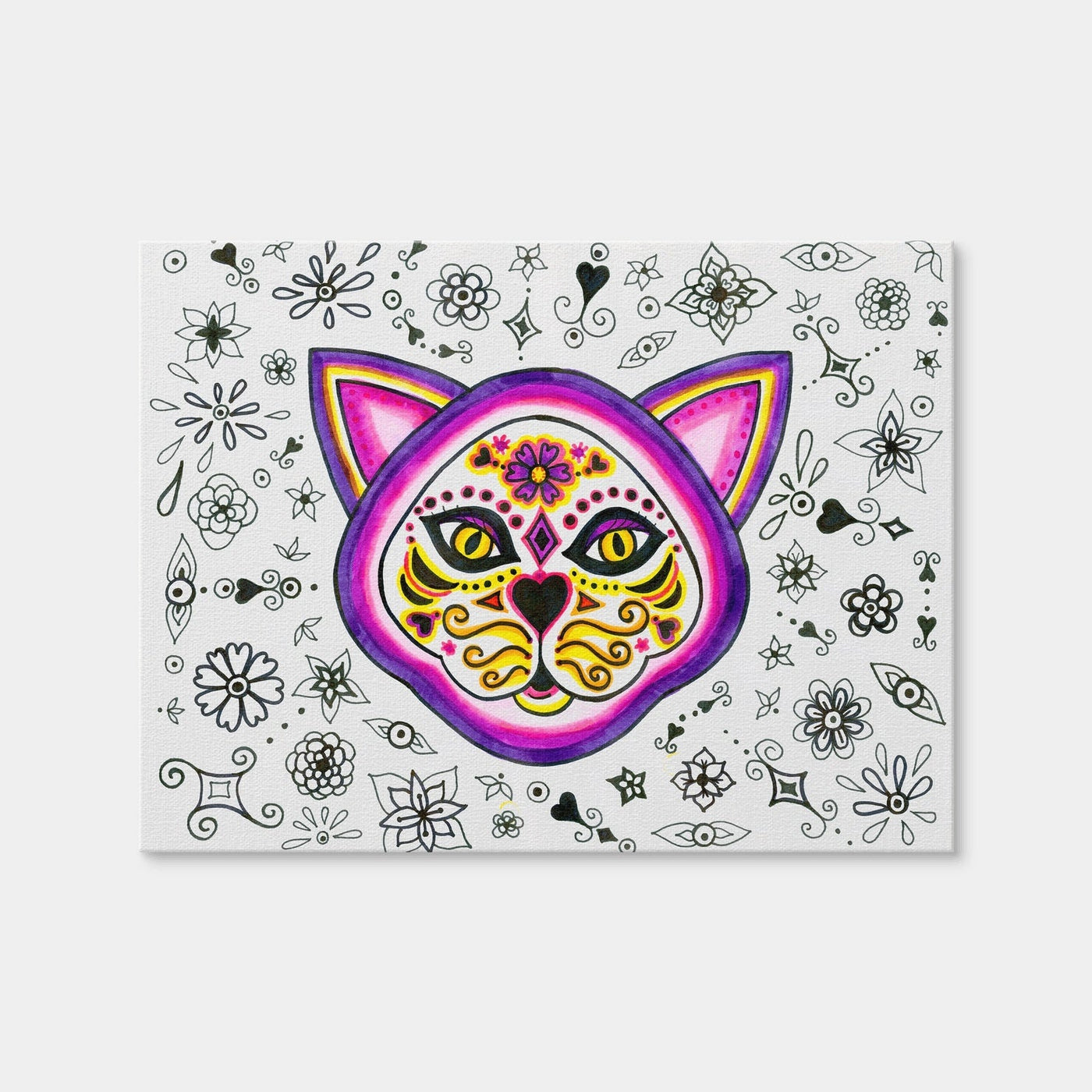 AUTO-MOCKUP WHITE | Day of the Dead Cat Skeleton | 1 Piece | Gallery Wrap Canvas | group=4x3