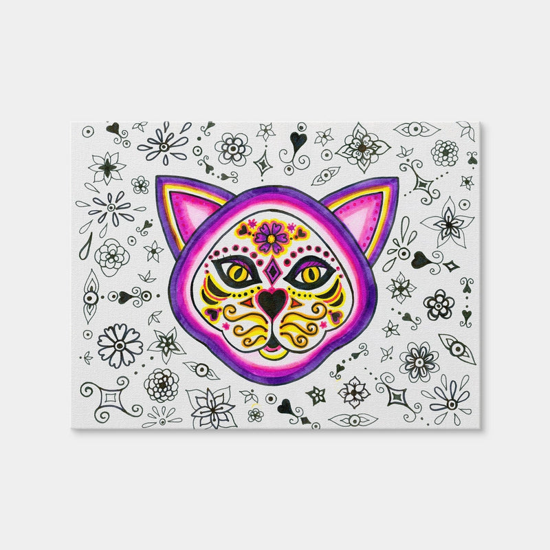 AUTO-MOCKUP WHITE | Day of the Dead Cat Skeleton | 1 Piece | Gallery Wrap Canvas | group=4x3