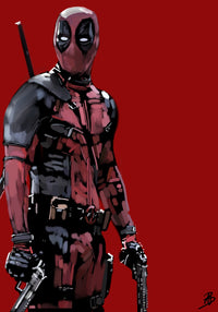 Deadpool on Red Wall Art