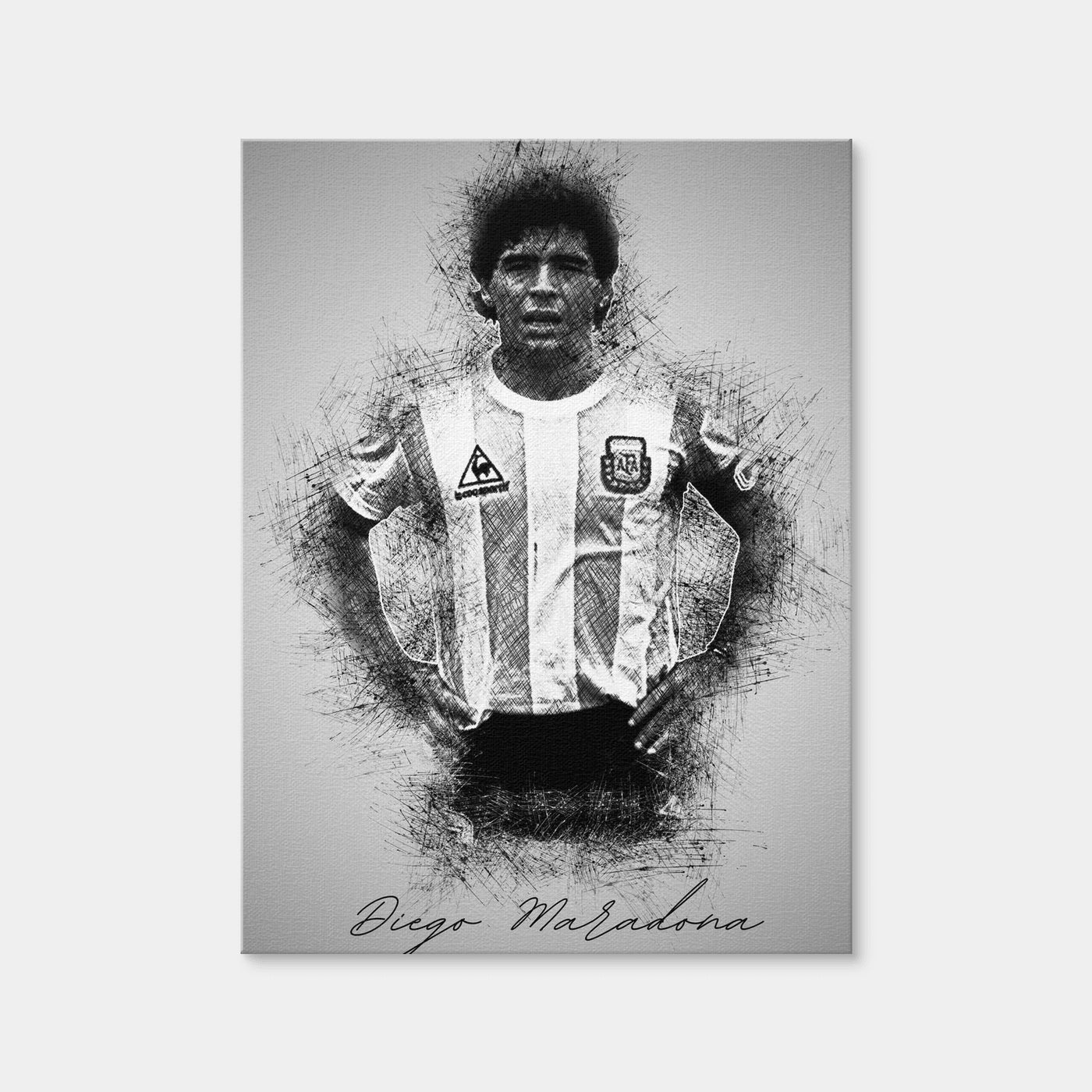 AUTO-MOCKUP WHITE | Diego Maradona Sketch | 1 Piece | Gallery Wrap Canvas | group=3x4