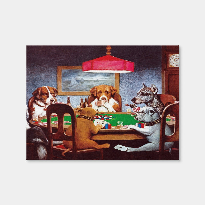 AUTO-MOCKUP WHITE | Dogs Playing Poker | 1 Piece | Gallery Wrap Canvas | group=4x3
